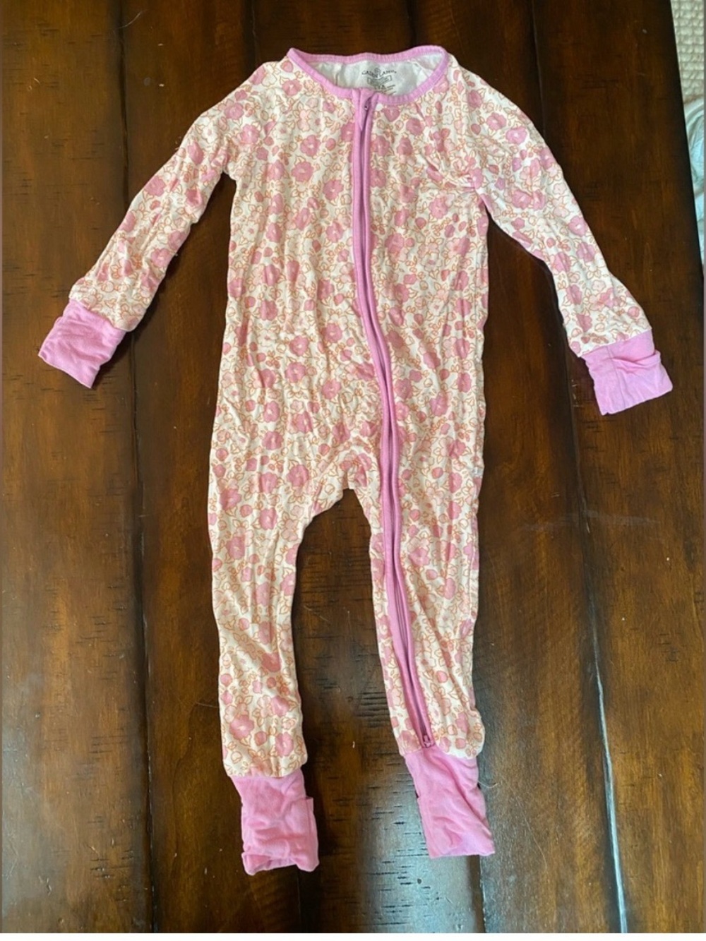 Caden Lane Pink Floral Long Footie